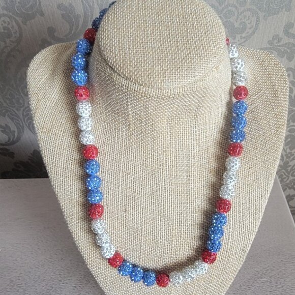 Jewelry - New Light Blue, Red & White Baseball Necklace